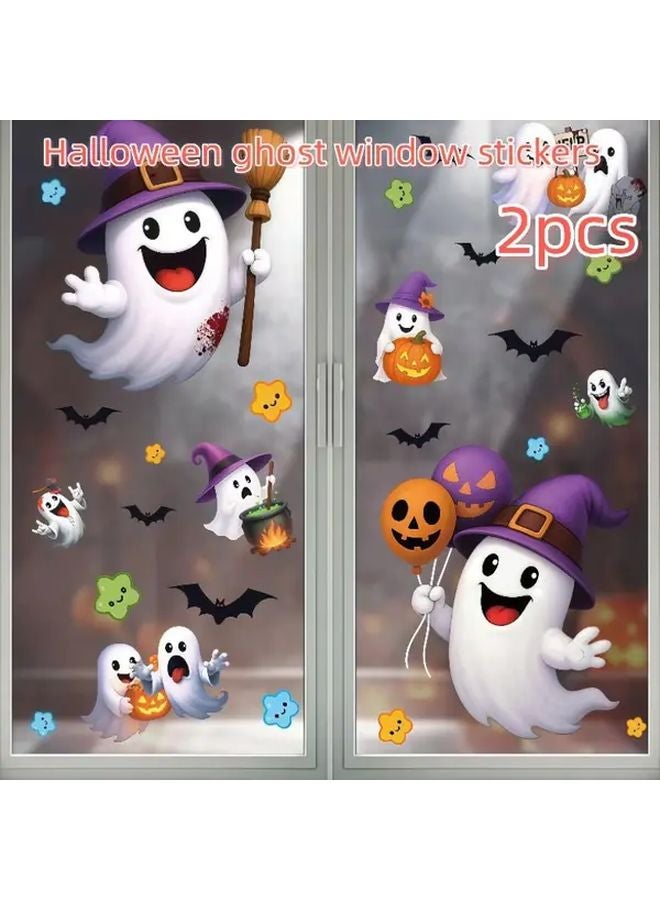 Halloween Pumpkin Ghost Window Stickers 2 Sheets Glass Castle Decorations - Image 1